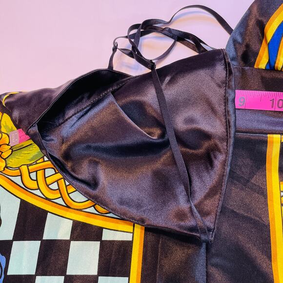 Forever 21 Vintage Black Multicolor Asymmetrical Halter Top Y2K Dress Women Sz S - Picture 8 of 12